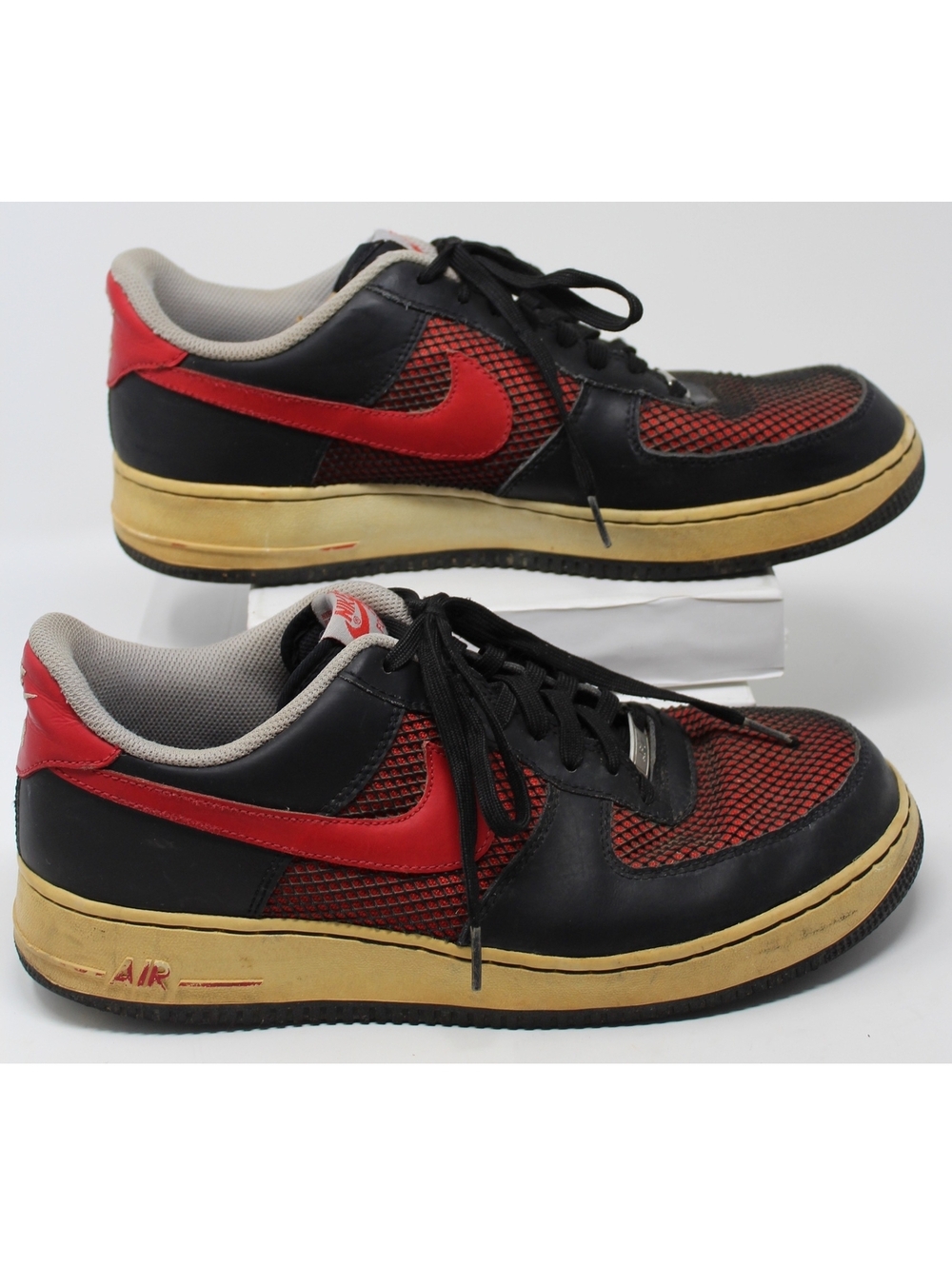 Nike Air Force 1 Low Black University Red Wolf Grey 488298-062 Men Shoes Sz 12